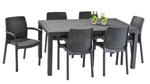 מערכת ישיבה מלודי שולחן עם 6 כסאות באלי MELODY SET אפור 231167 - תמונה 1 מערכת ישיבה מלודי שולחן עם 6 כסאות באלי MELODY SET אפור 231167 - תמונה 1