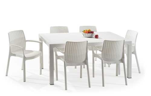 מערכת ישיבה מלודי שולחן עם 6 כסאות באלי MELODY SET לבן 231170 - תמונה 1 מערכת ישיבה מלודי שולחן עם 6 כסאות באלי MELODY SET לבן 231170 - תמונה 1