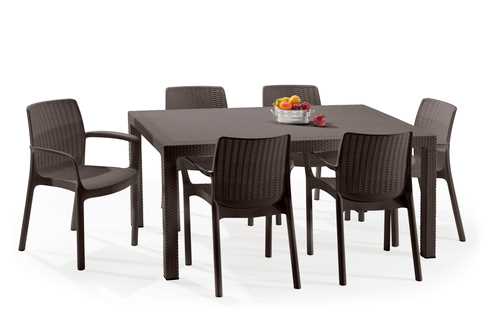 מערכת ישיבה מלודי שולחן עם 6 כסאות באלי MELODY SET חום 231171 - תמונה 1 מערכת ישיבה מלודי שולחן עם 6 כסאות באלי MELODY SET חום 231171 - תמונה 1