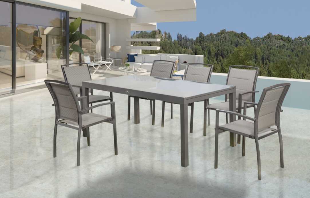 סט פינת אוכל מפואר הכולל שולחן ו-6 כסאות איכותיים לאירוח בגינה ובמרפסת דגם דלהי תוצרת Australia Camp - תמונה 1