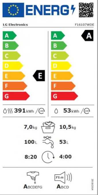 מכונת כביסה משולבת מייבש פתח קידמי 10.5 ק"ג ייבש 7 ק"ג LG דגם F16107WDE אל ג'י - תמונה 3