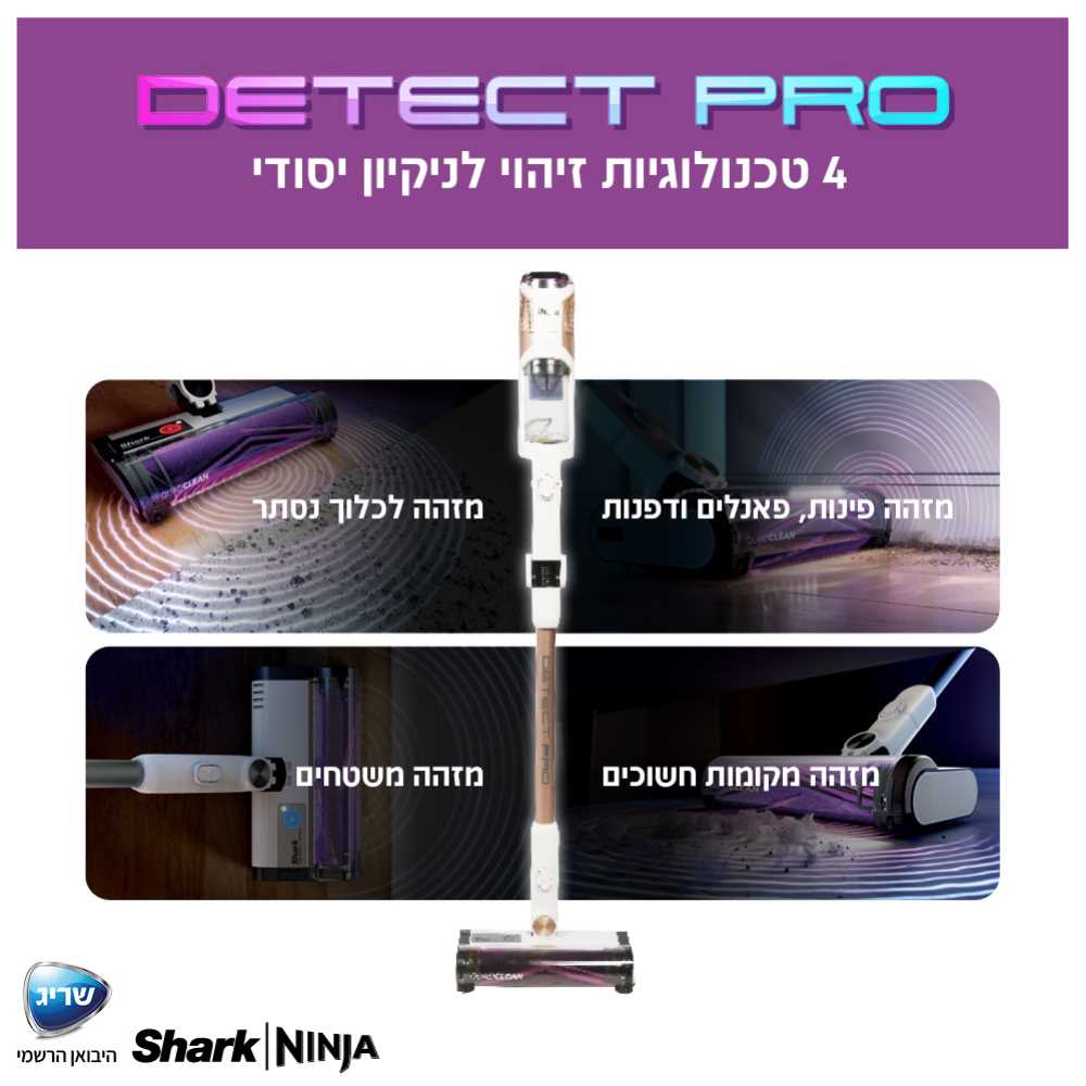 שואב אבק אלחוטי עם מערכת ריקון SHARK דגם IW3613 DETECT PRO שארק - תמונה 3