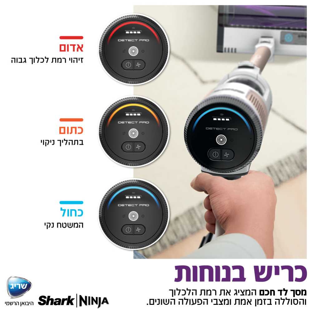 שואב אבק אלחוטי עם מערכת ריקון SHARK דגם IW3613 DETECT PRO שארק - תמונה 4