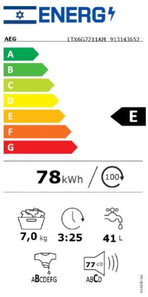 מכונת כביסה AEG פתח עליון 7 ק"ג 1200 סל"ד דגם LTX6G7211AM - תמונה 2