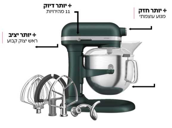 מיקסר KITCHENAID כסוף דגם 5KSM70SHXECU קיצ'נאייד  - תמונה 2