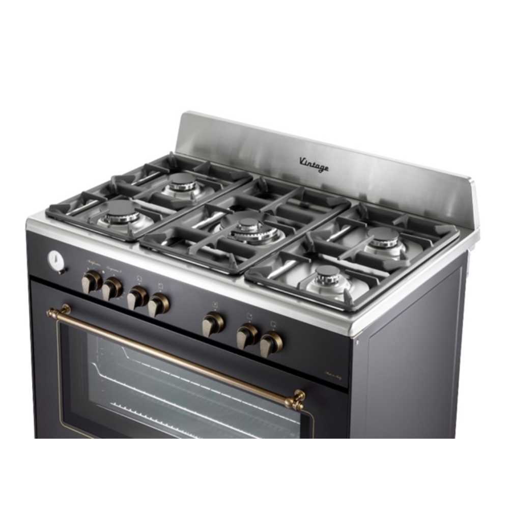 תנור משולב כיריים 5 להבות 90 ס"מ שחור פחם DELONGHI דגם PEMA965 C-IL דלונגי  - תמונה 2