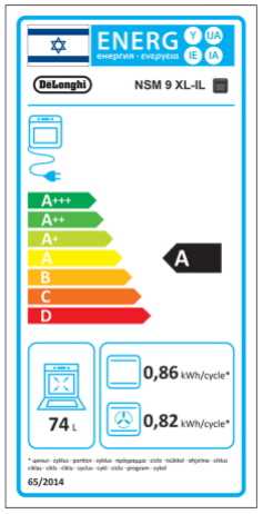 תנור בנוי 74 ליטר נירוסטה DELONGHI דגם NSM9XL-IL דלונגי - תמונה 2