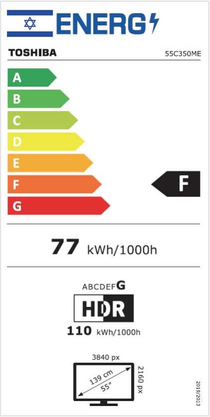 מסך TOSHIBA SMART 4K "55 דגם 55C350ME טושיבה  - תמונה 3