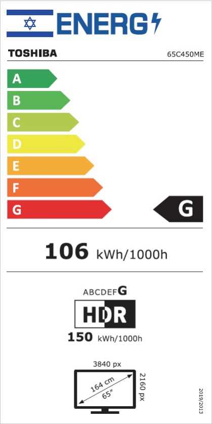 מסך TOSHIBA SMART 4K "65 דגם 65C450ME טושיבה  - תמונה 2