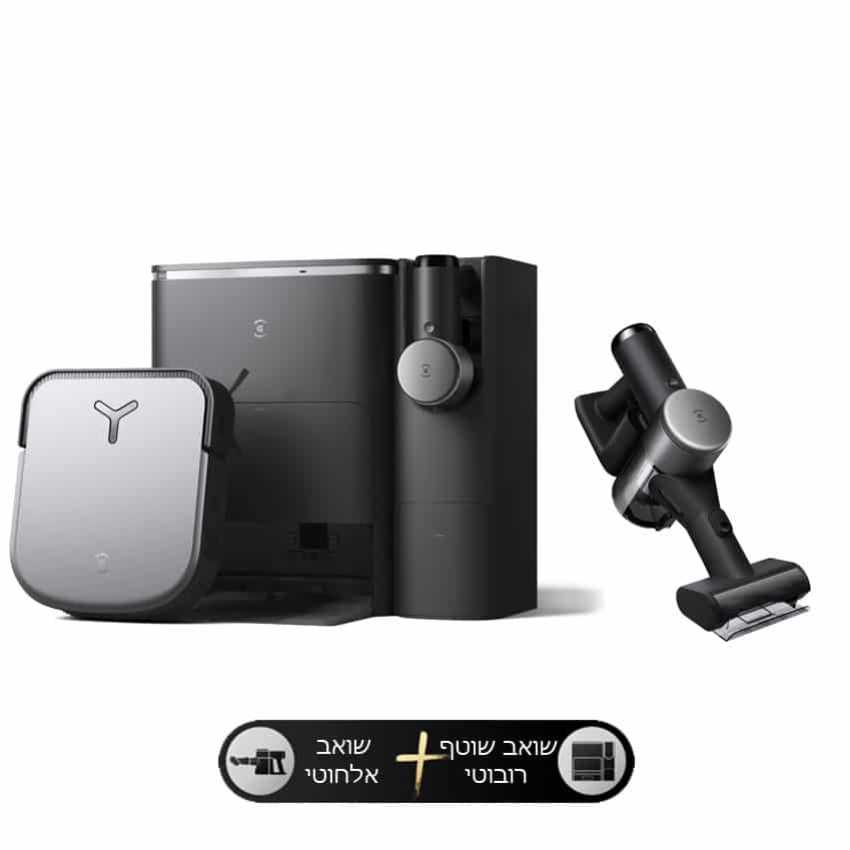 שואב רובוטי ושואב ידני ECOVACS דגם DEEBOT X2 COMBO שחור
