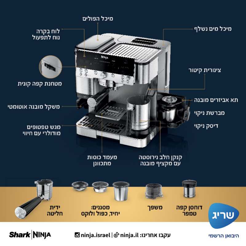 מכונת אספרסו חצי אוטומטית NINJA דגם LUXE CAFE ES601 נינג'ה - תמונה 8