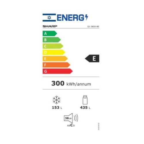 מקרר שחור SHARP מקפיא עליון דגם SJ-3850-BK שארפ  - תמונה 3