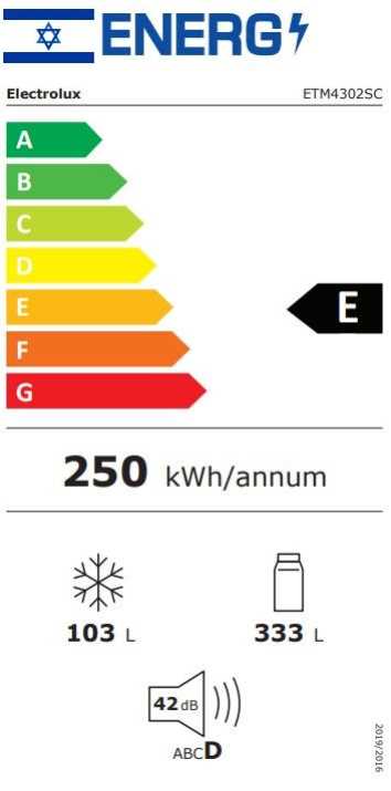 מקרר כסוף Electrolux מקפיא עליון דגם ETM4302SC אלקטרולוקס  - תמונה 3