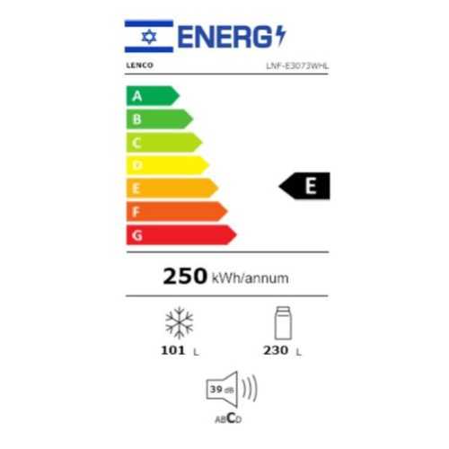 מקרר מקפיא תחתון LENCO דגם LNF-E3073WHL זכוכית לבנה לנקו  - תמונה 3
