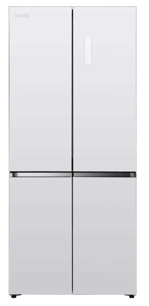 מקרר 4 דלתות מקפיא תחתון GRAETZ דגם GR-6521-BNFW זכוכית לבנה - תמונה 1