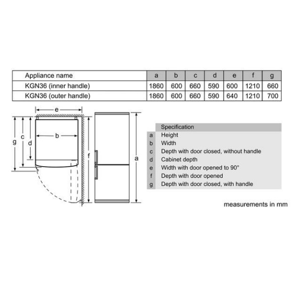 מקרר דלת ליד דלת מקפיא תחתון Bosch KGN36AI35 646 ליטר בוש - תמונה 2 מקרר דלת ליד דלת מקפיא תחתון Bosch KGN36AI35 646 ליטר בוש - תמונה 2