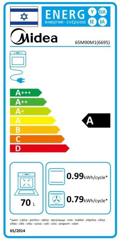 תנור בנוי Midea 65M90M1 מידאה - תמונה 2