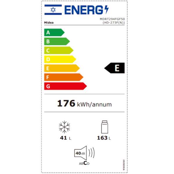 מקרר ‏מקפיא עליון 204 ליטר כסוף דגם Midea HD273FN 6339 מידאה - תמונה 3