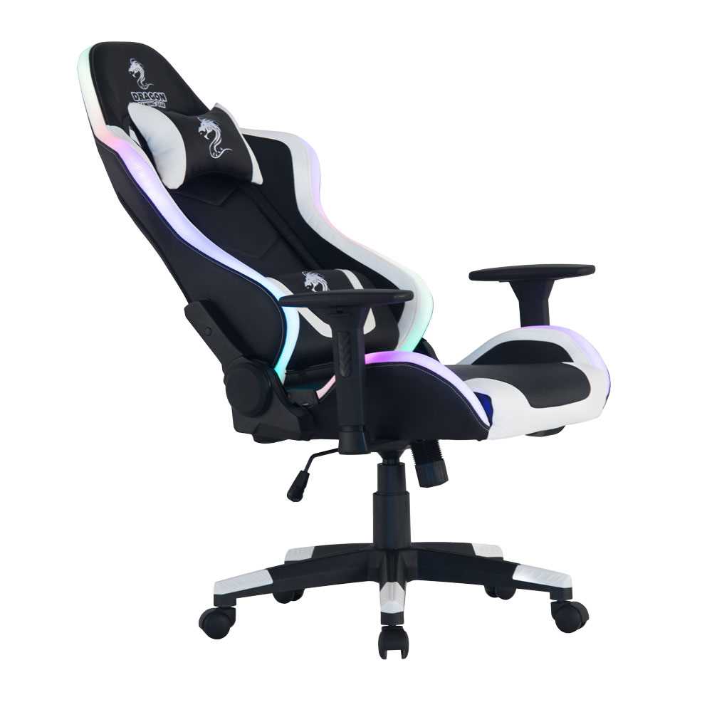 כיסא גיימינג Dragon Space Gaming Chair עם תאורה RGB - צבע לבן - תמונה 7