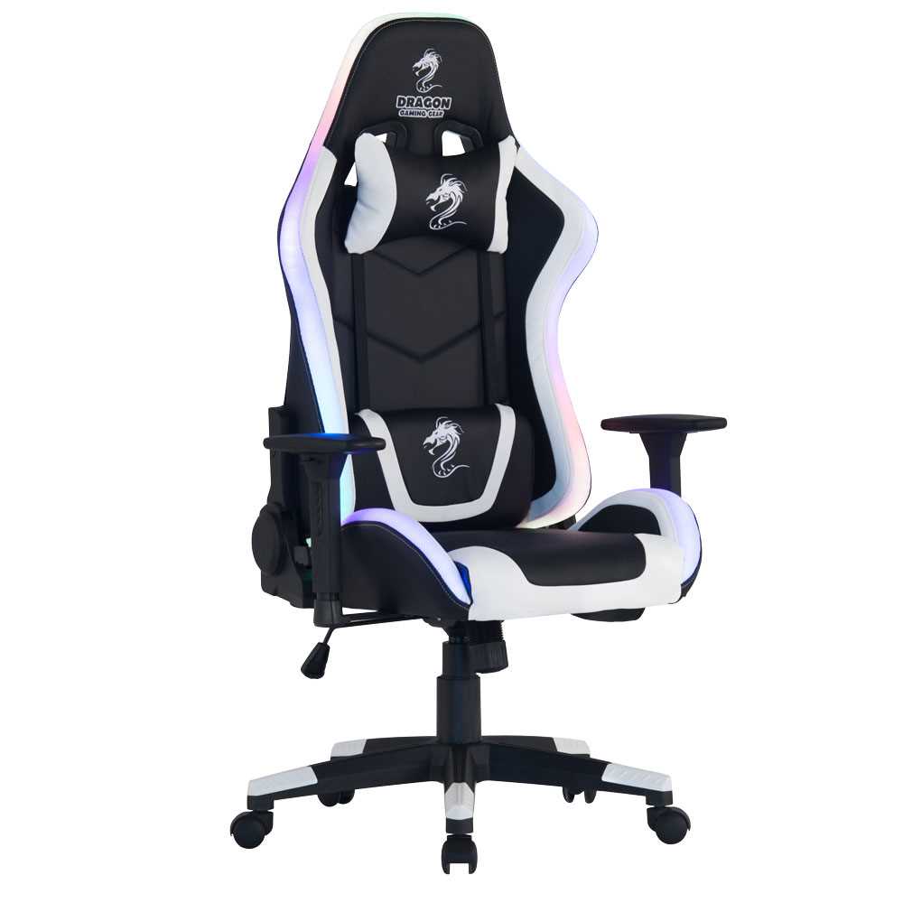 כיסא גיימינג Dragon Space Gaming Chair עם תאורה RGB - צבע לבן - תמונה 12