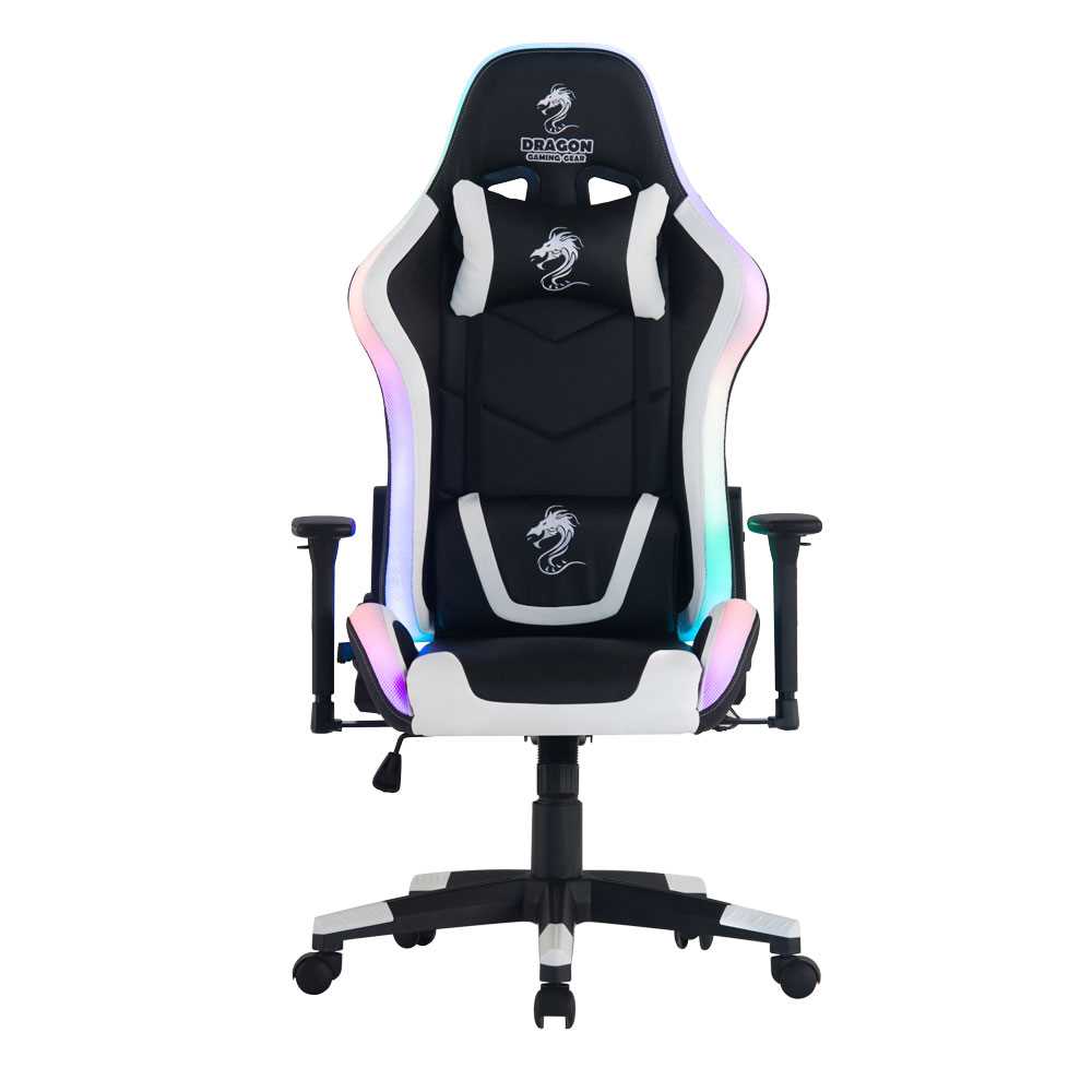 כיסא גיימינג Dragon Space Gaming Chair עם תאורה RGB - צבע לבן - תמונה 1