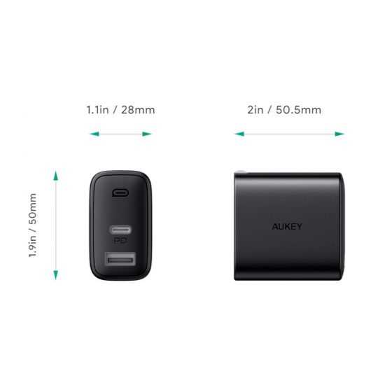 מטען מהיר מיני AUKEY USB+PD 30W - תמונה 3 מטען מהיר מיני AUKEY USB+PD 30W - תמונה 3