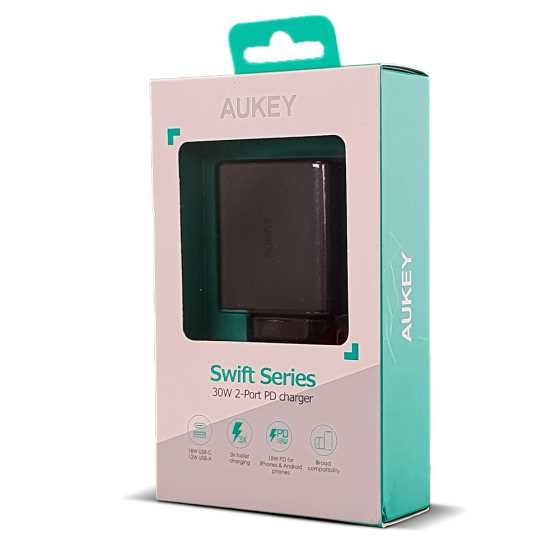 מטען מהיר מיני AUKEY USB+PD 30W - תמונה 4 מטען מהיר מיני AUKEY USB+PD 30W - תמונה 4