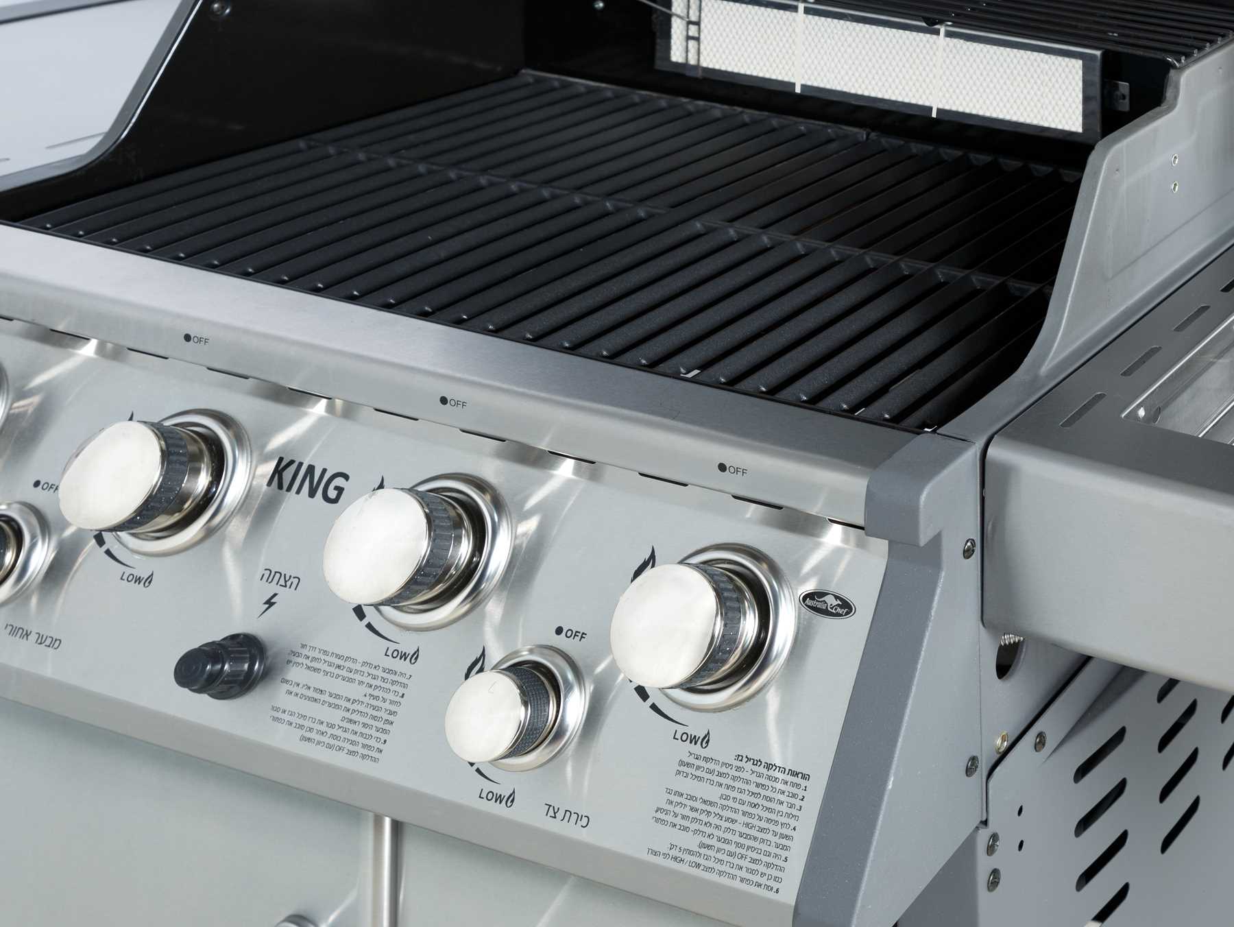 גריל גז מפואר 4 מבערים+כירת צד דגם KING-4 AY435 מבית Australia Chef - תמונה 5 גריל גז מפואר 4 מבערים+כירת צד דגם KING-4 AY435 מבית Australia Chef - תמונה 5