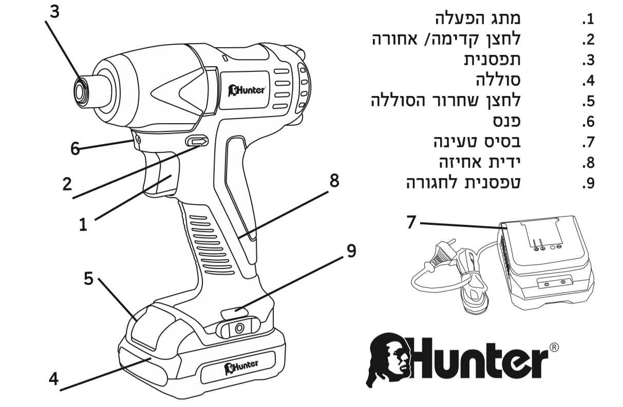 מברגת אימפקט ליתיום 12V עם  סוללה אחת Hunter 100312-006 האנטר - תמונה 3