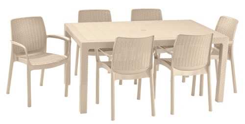 מערכת ישיבה מלודי שולחן עם 6 כסאות באלי MELODY SET קפוצ'ינו