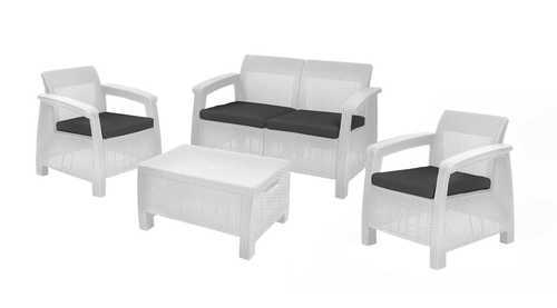 מערכת ישיבה קורפו סטורג' (כולל שולחן אחסון) - Corfu Storage Lounge Set לבן 247982