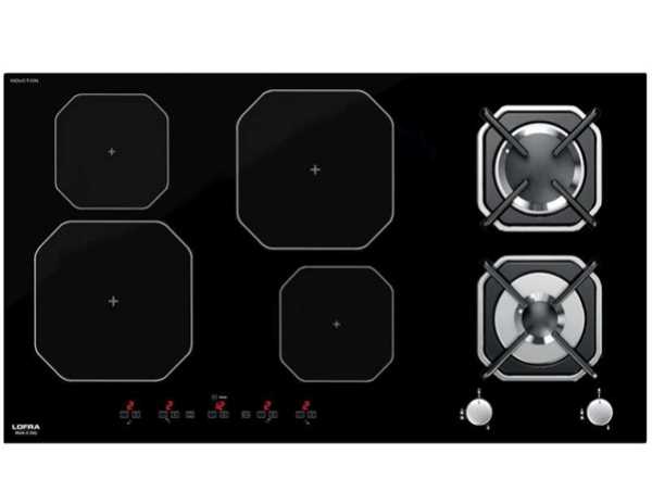 כיריים משולבות גז/אינדוקציה LOFRA דגם HGN924I זכוכית שחורה לופרה