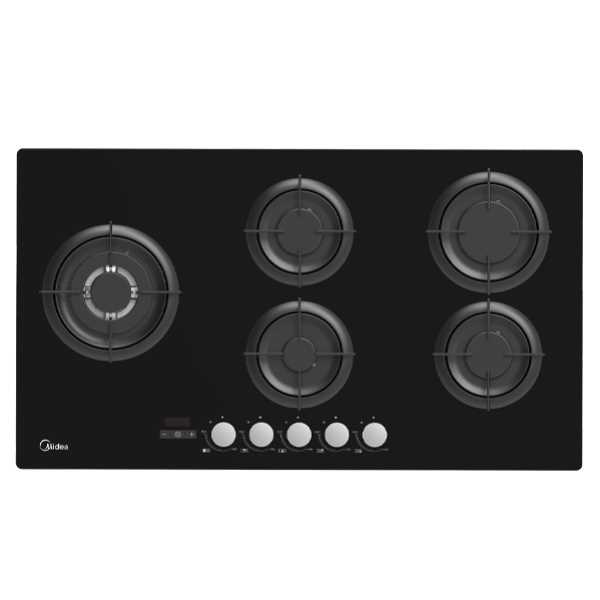 כיריים גז 90 ס"מ 5 להבות MIDEA דגם 90GH503 מידאה זכוכית שחורה 