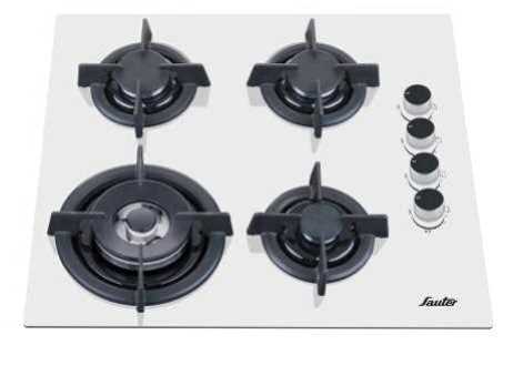 כיריים גז 4 להבות 60 ס"מ SAUTER דגם SHG323W סאוטר זכוכית לבנה