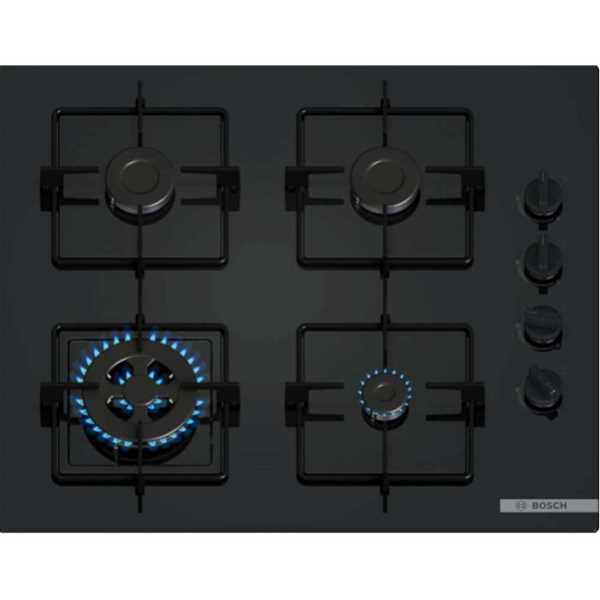 כיריים גז 4 להבות 60 ס"מ BOSCH דגם POH6B6K30Y בוש זכוכית שחורה