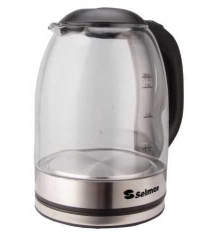קומקום זכוכית בשילוב נירוסטה SELMOR דגם SE-7923 סלמור